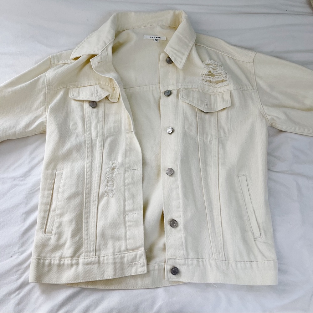 pacsun cream oversized jean jacket
